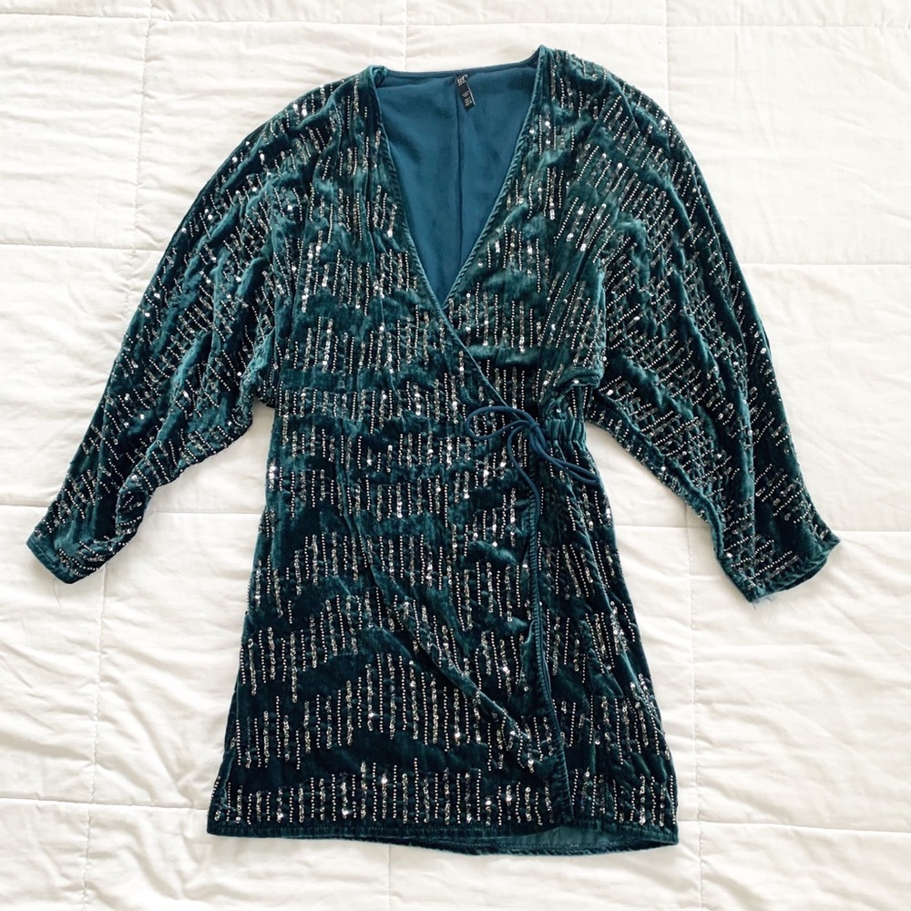Zara Dark Green Sequin Mini Dress